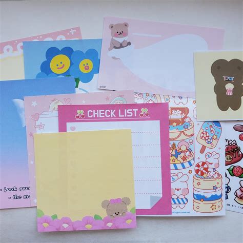 Korean stationery set includes: 2 uncut sticker... - Depop