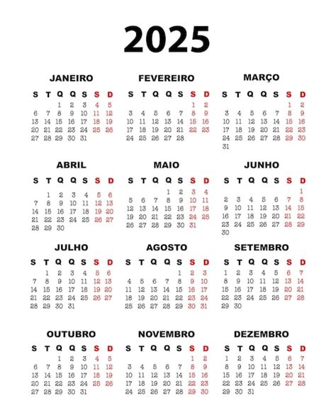 Calendário de 2025 português vetor Premium gerado IA