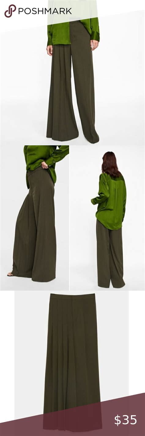 Stylish Olive Wide Leg Pants By Zara