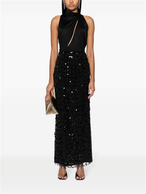 Alberta Ferretti Sequin Embellished Silk Skirt Farfetch