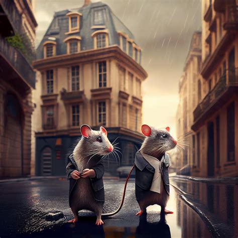 Premium Ai Image Two Rats In A Street Of A Big City Generate Ai