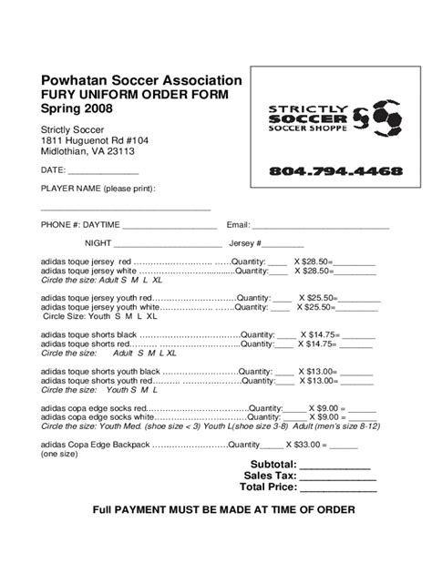 Fillable Online Powhatan Fury Order Form Fax Email Print PdfFiller