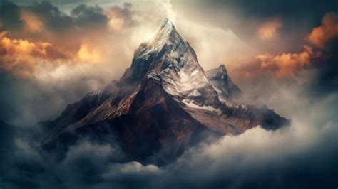 Mountain Peak Wallpaper 4K, Alps, Clouds, 5K, 8K, AI art