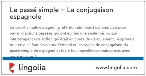 Le Passé Simple La Conjugaison Espagnole