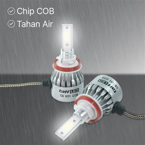 TaffLED Lampu Depan Mobil Headlight LED H11 COB Cool White 2 PCS C6