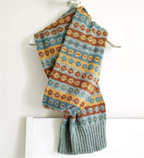 Fair Isle Scarf Knitting Pdf Pattern Extra Long Double Layer Etsy