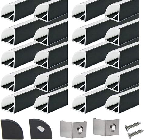 StarlandLed 20 Pack 3 3Ft 1M LED Black Aluminum Channel V Shape With