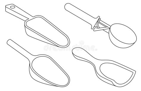 Scoop Isolated Outline Set Icon Vector Illustration Measuring Serving