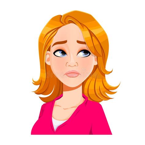 Schönes Enttäuscht Lächelnder Brunette Mädchen Karikatur Mit Braunem Haarporträt Vektor