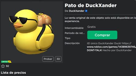 Como Conseguir Pato De Duckxander Completamente Gratis En Roblox Youtube