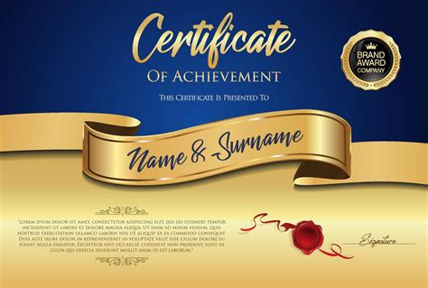 Certificate with golden seal and colorful design border 38109814 Vector ...