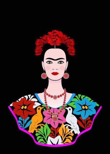 Frida Kahlo Retrato Vetorial Jovem Bela Mulher Mexicana Um