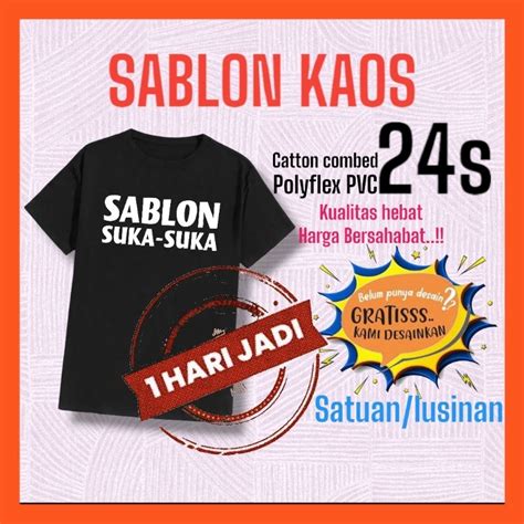 Jual Sablon Kaos Polyflex Cotton Combed 30s Combed24s Satuan Lusinan