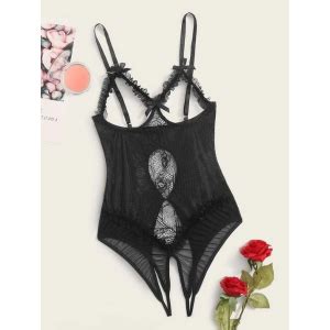 Body Teddy Sin Croch Con Encaje Floral Margarita Sex Shop