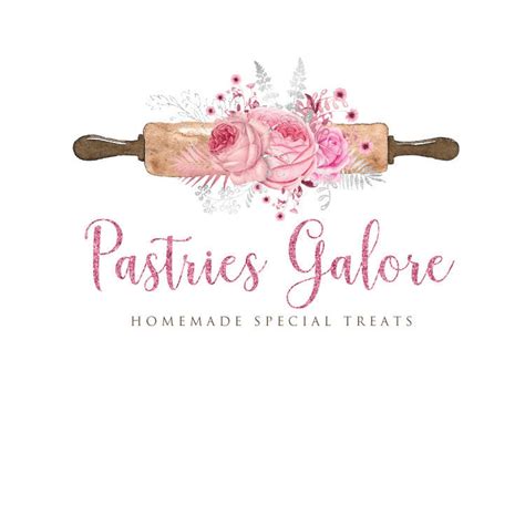 Rolling Pin Logo Pink Bakery Logo Design Vintage Rolling Pin Etsy In