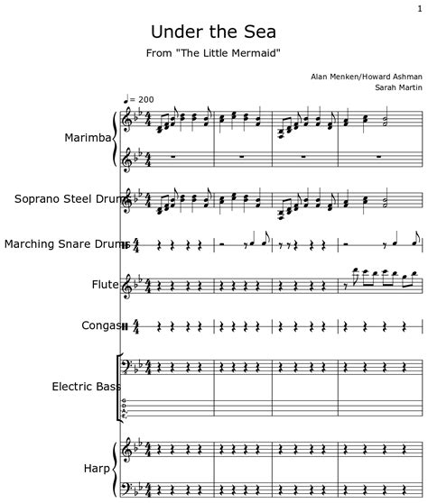 Under The Sea Sheet Music For Marimba Soprano Steel Drums Marching