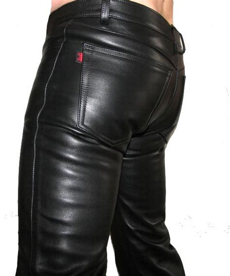 RoB Amsterdam Herren Lederjeans Lederhose Schwarz Ca W33 L35