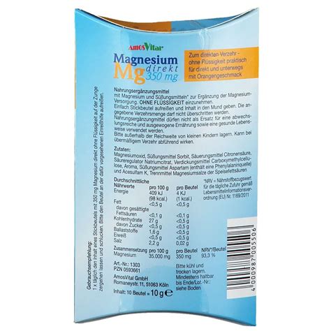 Amosvital Magnesium Direkt Mg Beutel St Shop Apotheke