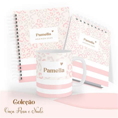 Arquivo Digital Encadernação Onça Rosa e Nude Elo