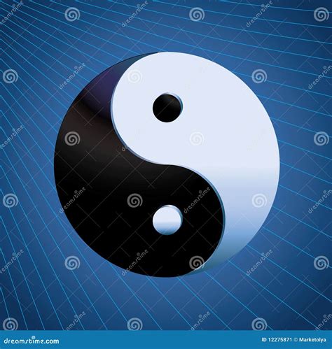 Ying Yang Symbol On Blue Background Stock Image - Image: 12275871