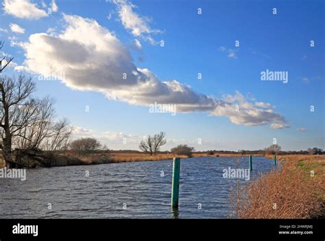 The River Bure On The Norfolk Broads Looking Upstream From The St Benet