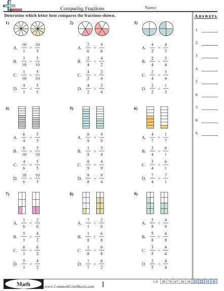 Fraction Worksheets Free Commoncoresheets Worksheets Library