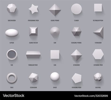 Hexagonal Realistic 3d Shapes Basic Geometric Vector Image