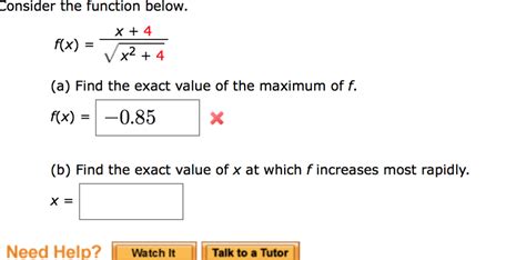 Solved Consider The Function Below F X X 4 Squareroot