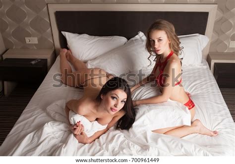 Two Beautiful Sexy Lesbian Women Bed Stock Photo 700961449 Shutterstock