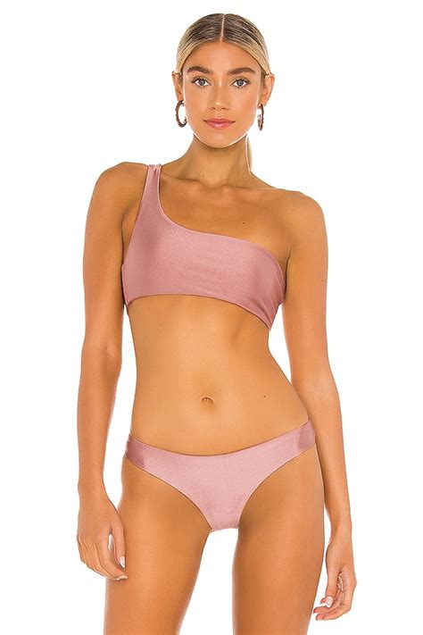 JADE SWIM Apex One Shoulder Bikini Top In Mauve Sheen REVOLVE