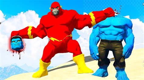 Blue Hulk Vs Flash Gorilla Epic Battle Youtube