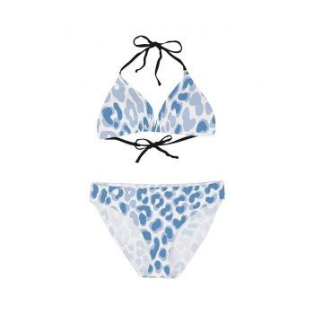 Emmiol Free Shipping Abstract Print Halter Bikini Set Blue M In Bikini Sets Online Store