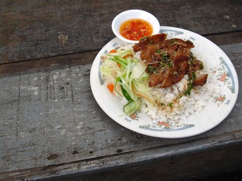 Pork Rice And Khmer Noodles Breakfast Food In Cambodia