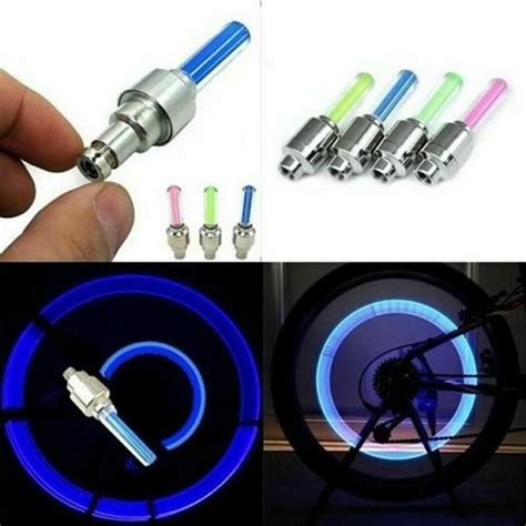 X Non Flashing Led Tire Valve Stem Caps Lights Set Bike Bicycle Rim