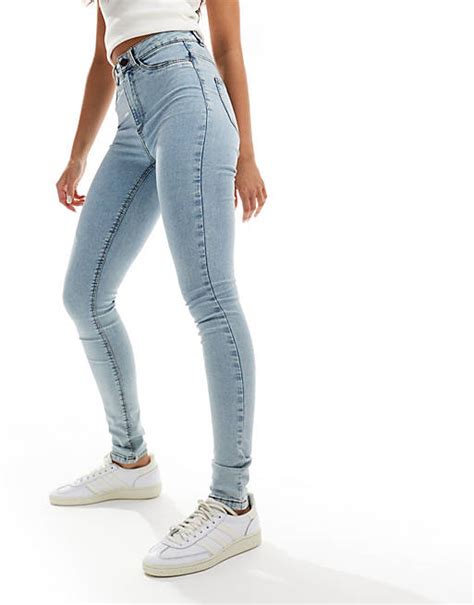 Noisy May Callie High Waist Skinny Jeans In Light Blue Acid Wash Asos