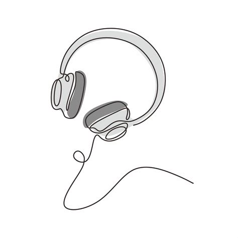 One Line Drawing Headphones Music Theme Vector 3409816 Vector Art At Vecteezy