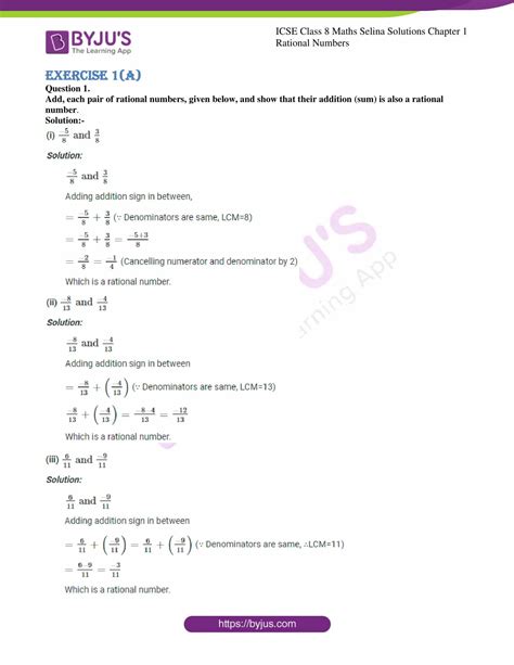 Selina Solutions Class Concise Maths Chapter Rational Numbers