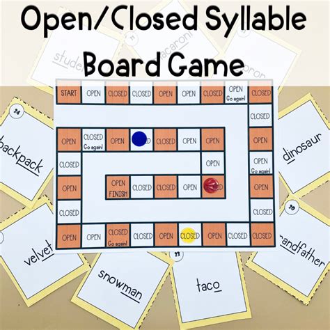 Open And Closed Syllables Board Game Campbell Creates Readers