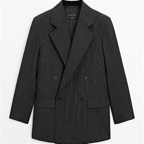 Пиджак Massimo Dutti Double Breasted Striped Suit черный заказать из