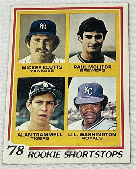 Lot 1978 Topps 707 Rookie Shortstops Paul Molitor Alan Trammell