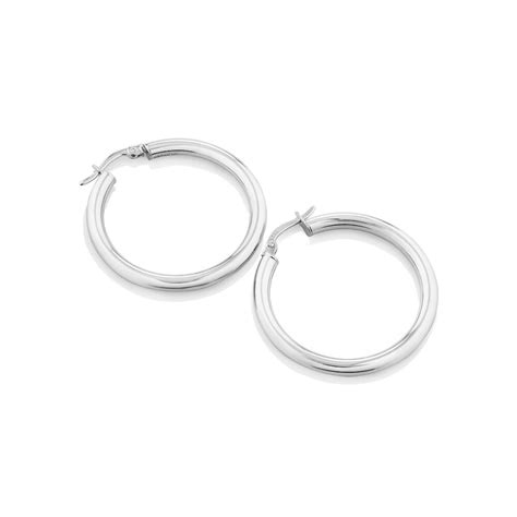 25mm Hoop Earrings In Sterling Silver