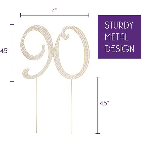 90 Cake Topper For 90th Birthday Rhinestone Number Party Supplies