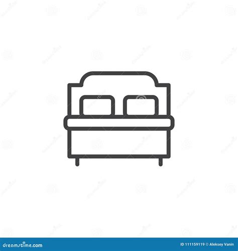 Icono Del Esquema De La Cama Matrimonial Ilustraci N Del Vector