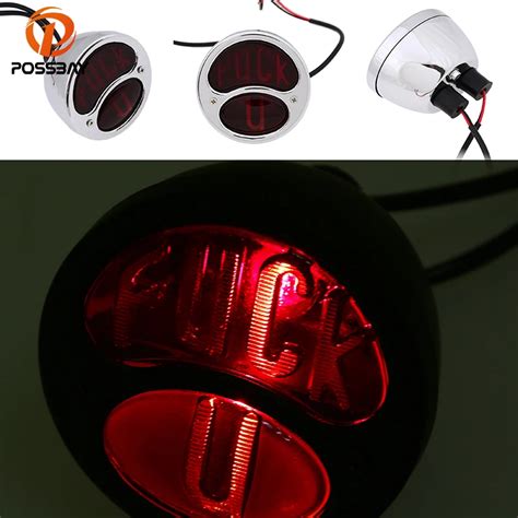 Possbay Motorcycle Tail Lights Bike Rear Taillight Led Brake Flasher