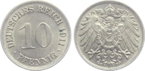 Kaiserreich 1911 F 10 Pfennig großer Adler CH UNC MA Shops