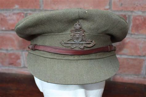 Ww British Officers Floppy Style Khaki Cap Royal Artillery In Helmets