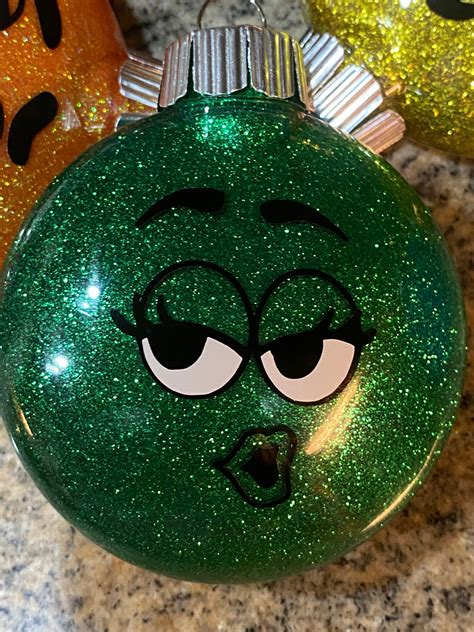 M&M Christmas Ornaments Personalized Glitter Ornaments - Etsy