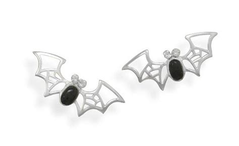 Items Similar To Halloween Bat Earrings Silver Bat Earrings Black