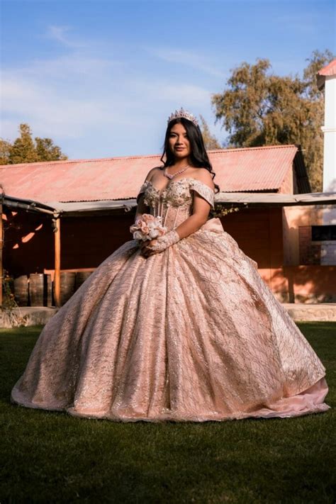 Vestido de años color nude con dorado Mechita Collection