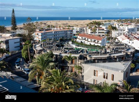 Landscape With Maspalomas Town Playa Del Ingles At Sunset Gran